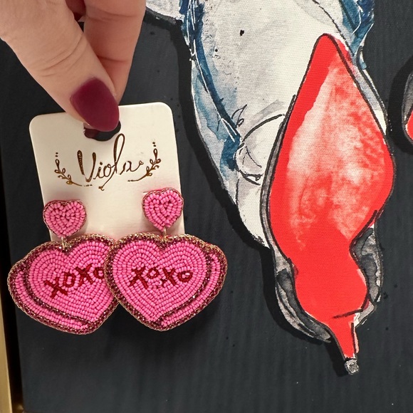 💗💗💗XOXO BEADED VALENTINE EARRINGS 💗💗 NEW!! - Picture 2 of 7
